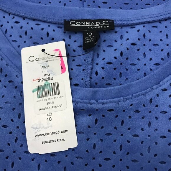 Conrad C Collection Top Women 10 Blue Suede Laser Cut - Picture 5 of 6